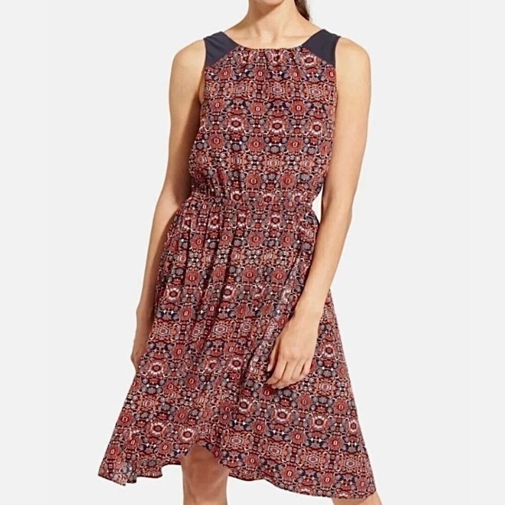 Athleta Red Geo Printed Martinique Faux Wrap Dress Size Small